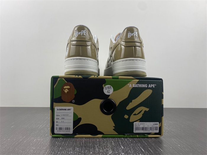 A Bathing Ape Bape Sta Patent Leather White Khaki